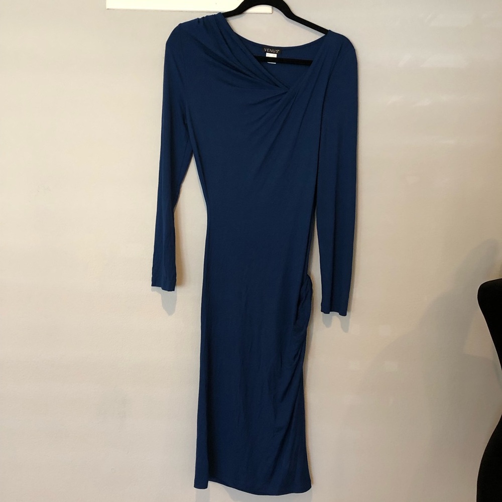 VENUS Deep Blue Long Sleeve Dress, M